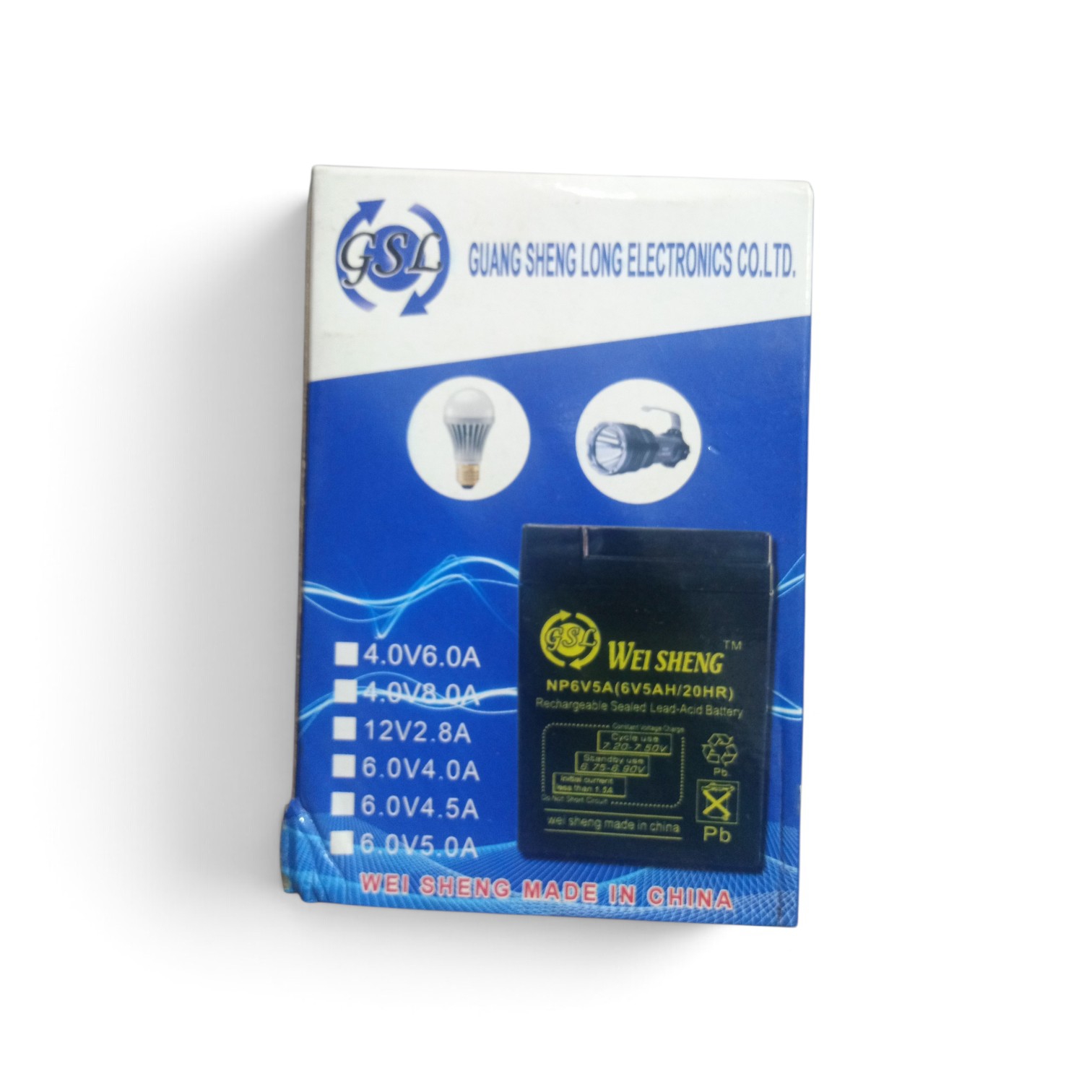 GSL Wei Sheng 6V 5Ah Sealed Lead-Acid Battery (NP6V5A)