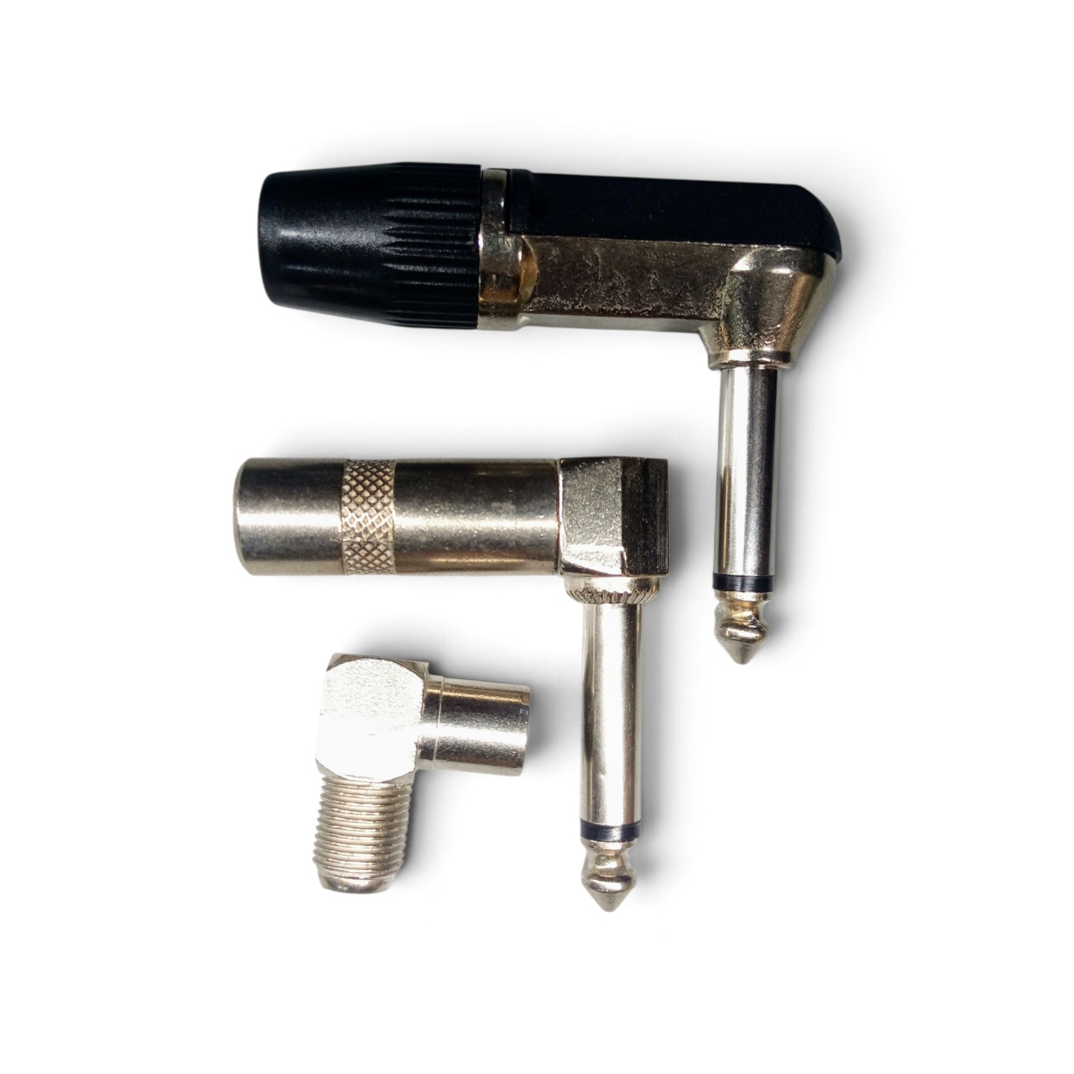 Right-Angle 6.35mm Jack Plug & F-Type Elbow Set