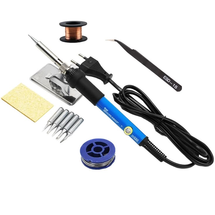 Soldering Iron Kit with Stand, Solder Wire & Tips