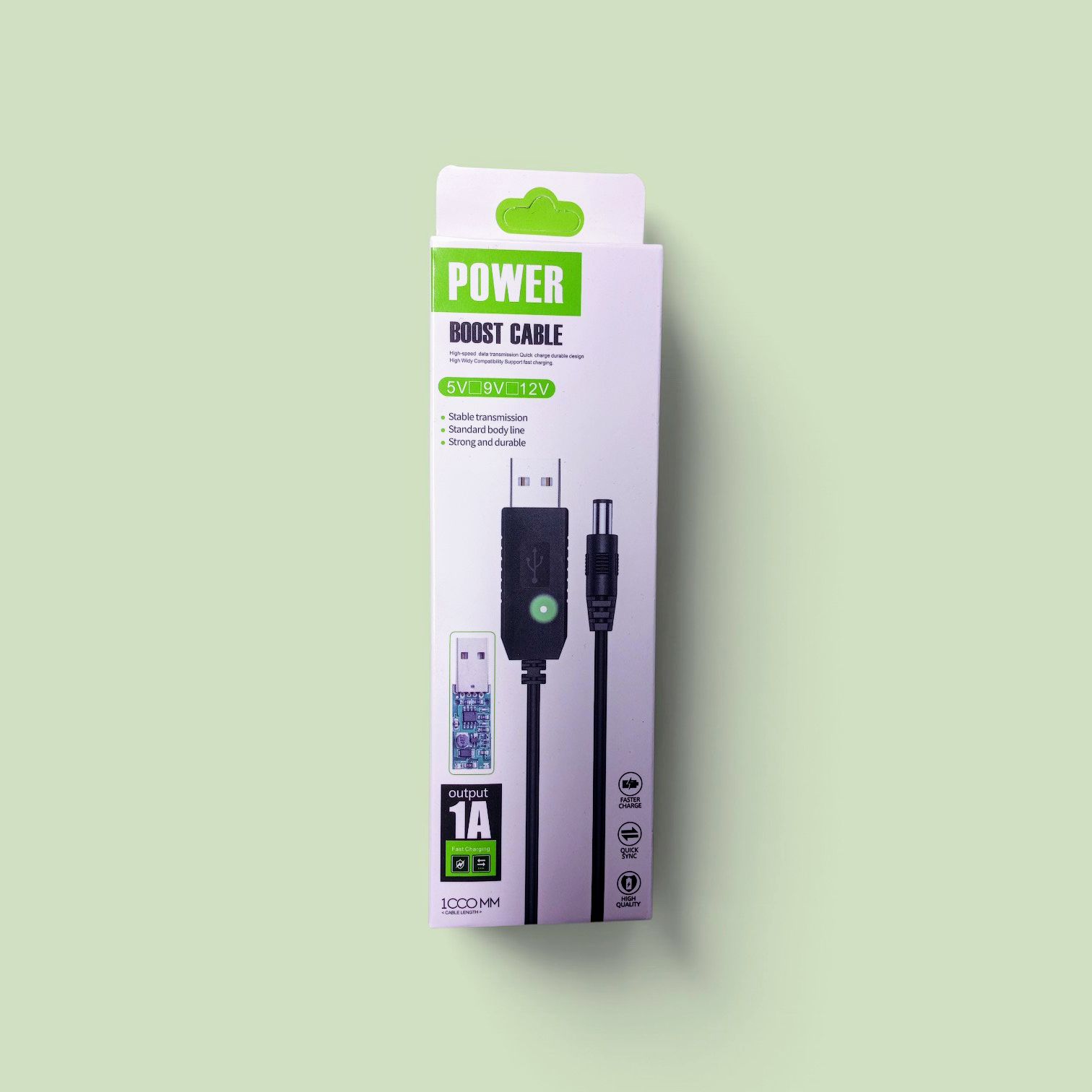 USB to DC Power Boost Cable (5V to 9V/12V, 1A)